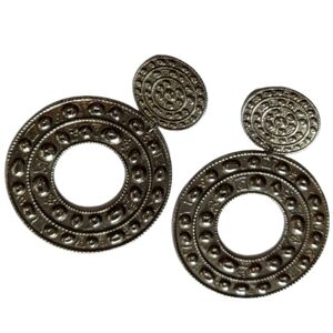 Vintage large lightweight metal earrings pierced disco retro 70's